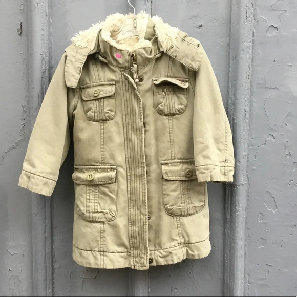 Gap Jeans toddler  furry army parka, size 3T - Picture 1 of 6